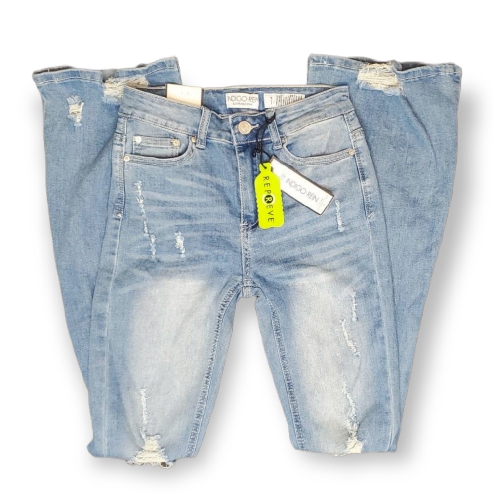 NEW Women's Distressed Indigo Rein Jeans